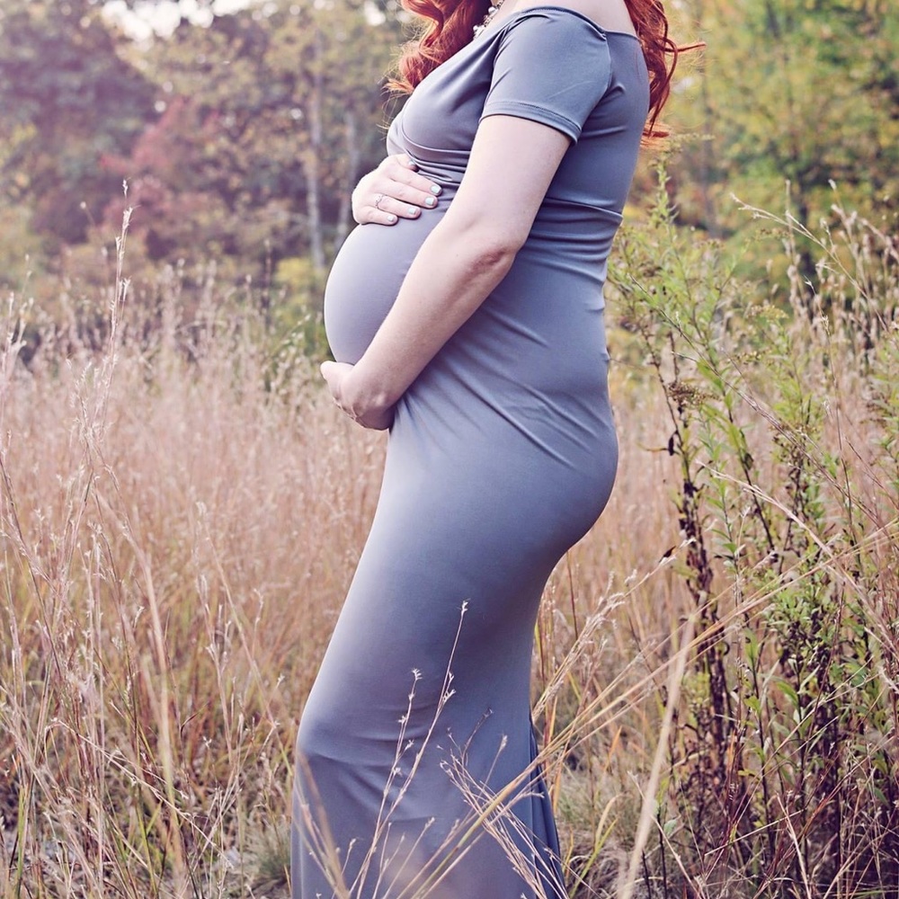 Grey Maternity Photoshoot/Baby Shower Dress